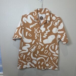 Common People Poles Short Sleeve Seersucker Shirt Orange White M‎ Casual Resort